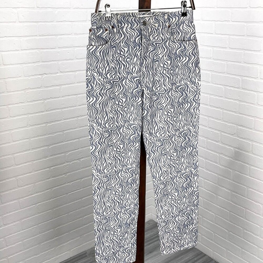Abercrombie Fit Jeans Women 8R/29 Blue Wave Waves 90s Straight Ultra High Rise
